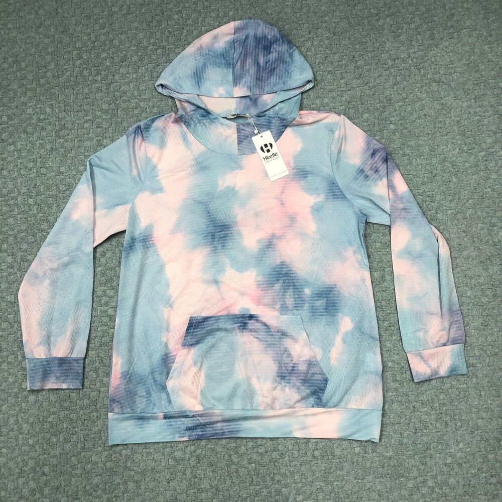 Hibelle Hoodie Womens 2XL Multicolor Tie Dye Mesh Lightweight Pullover Casual